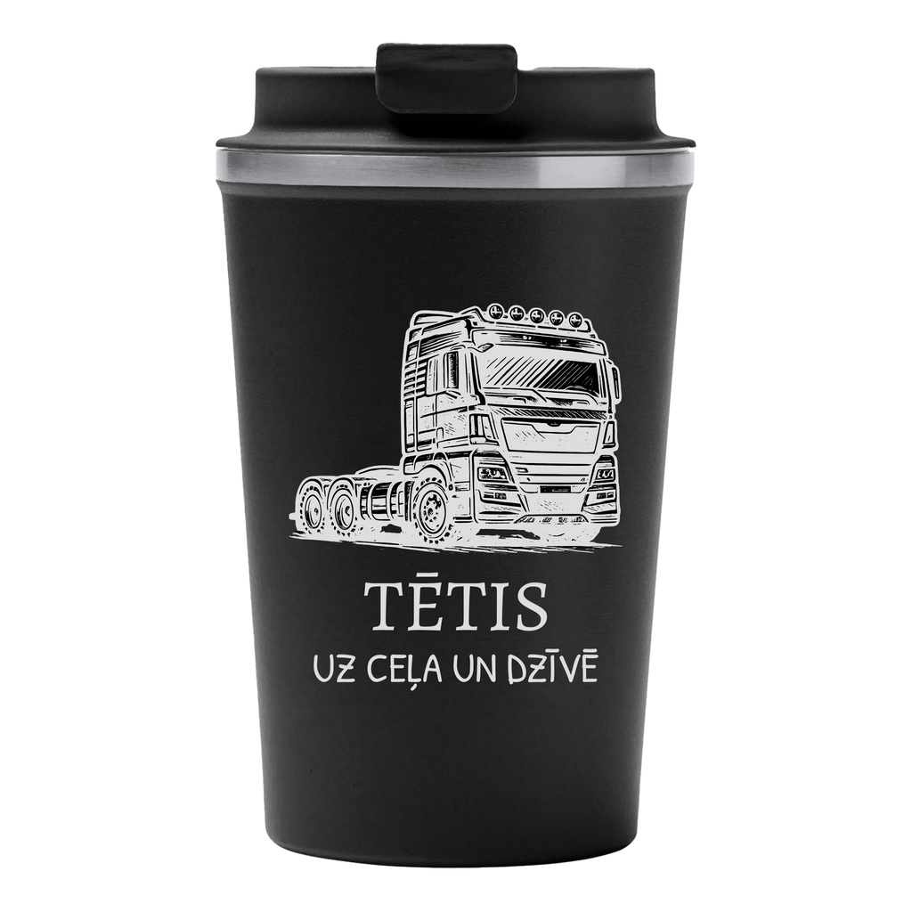Lāzergravēta termo krūze / pudele "Tētis – uz ceļa un dzīvē"
