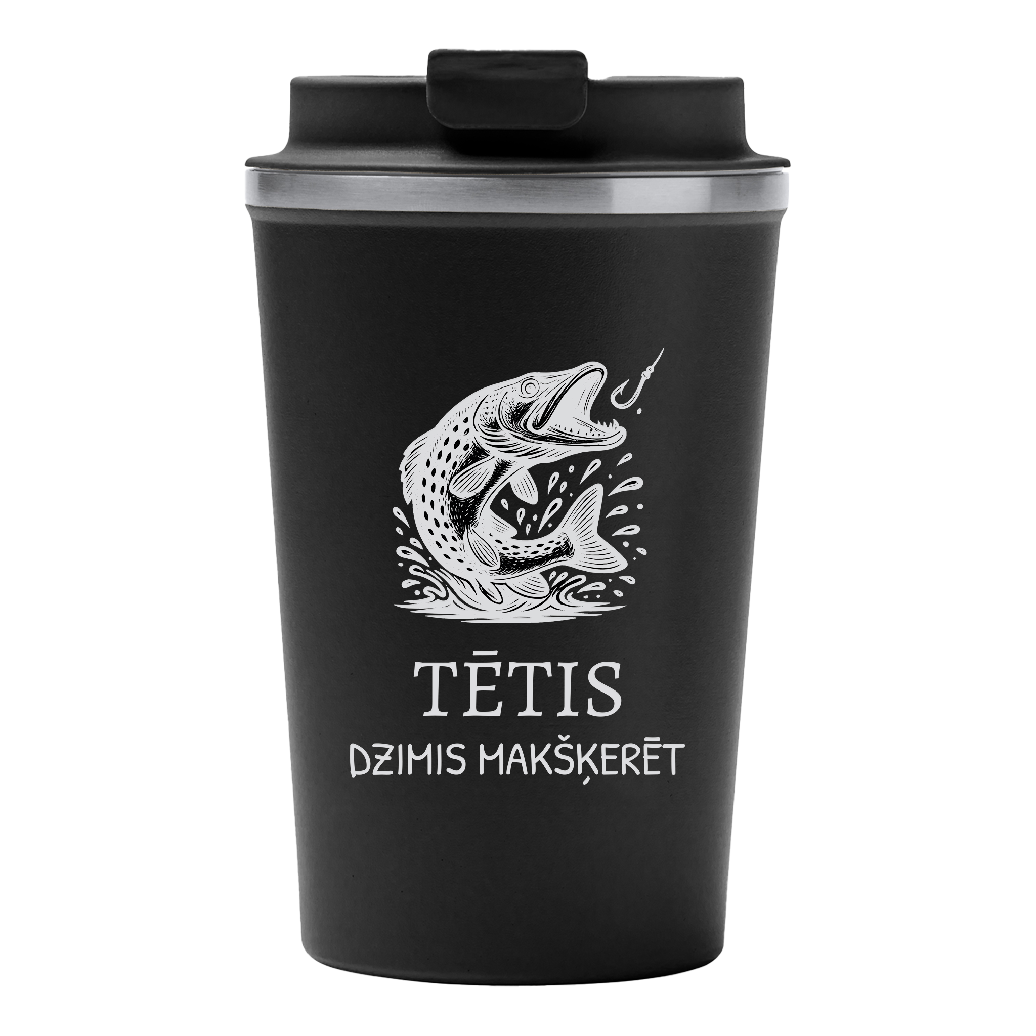 Lāzergravēta termo krūze / pudele "Tētis dzimis makšķerēt"