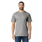 Gildan durable T-shirt in black with crew neck and short sleeves, front view showing soft fabric and classic fit