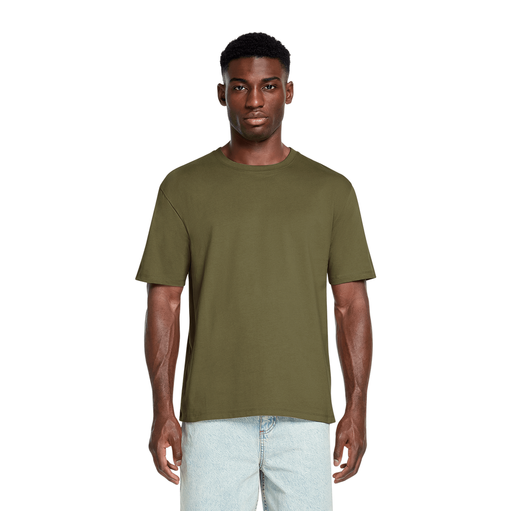 Earth Positive® EP185 premium jersey T-shirt, front view showing soft fabric and classic fit on a model.