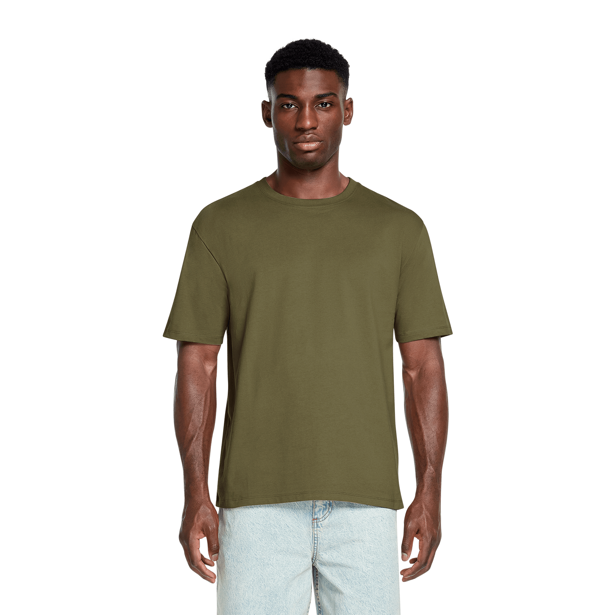 Earth Positive® EP185 premium jersey T-shirt, front view showing soft fabric and classic fit on a model.