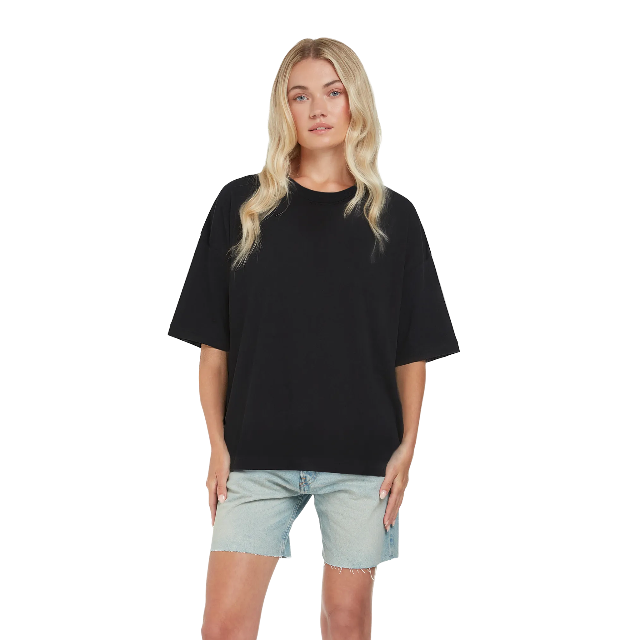 Earth Positive women’s heavy boxy T-shirt EP220, front view showing relaxed fit, soft fabric, and classic crew neckline.