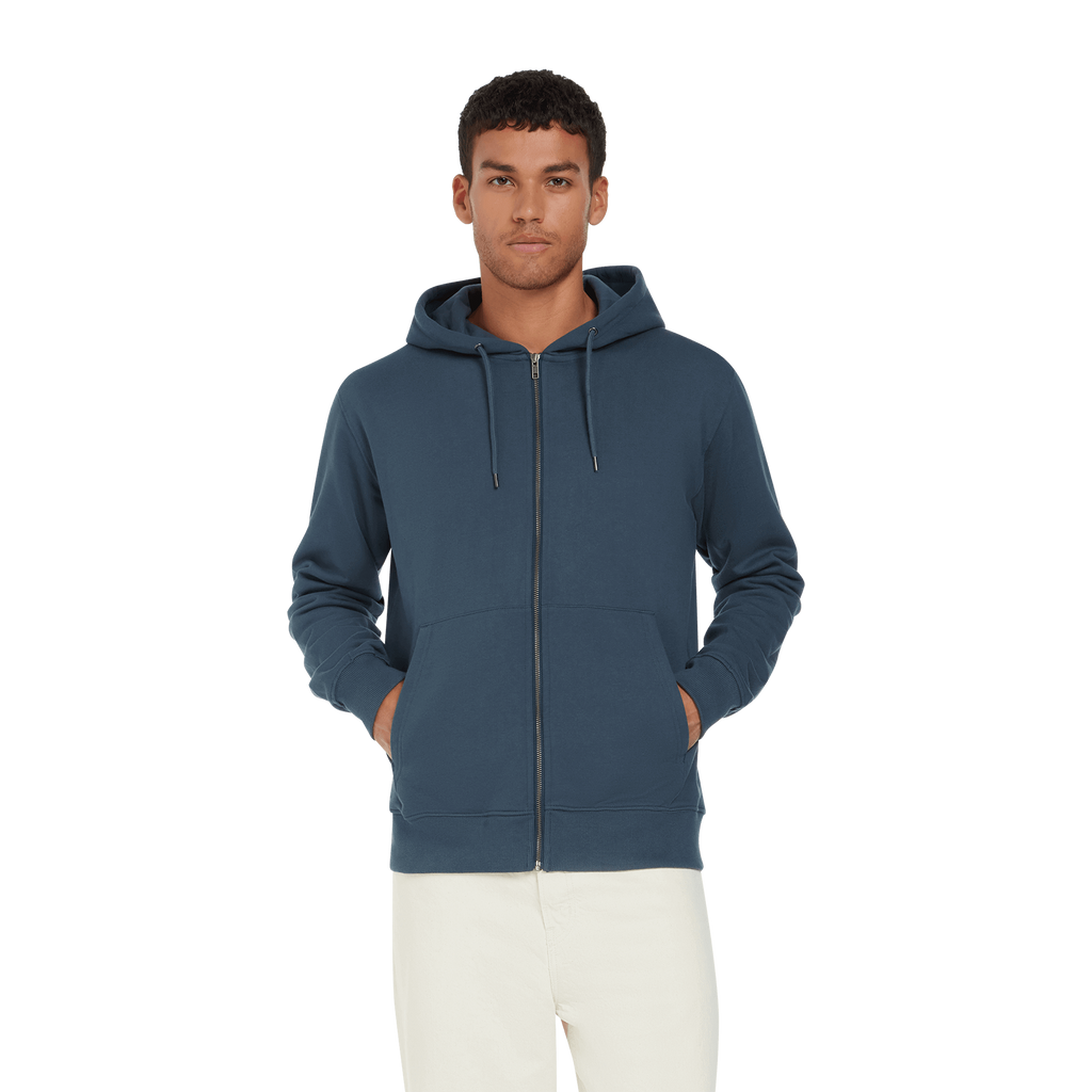 Earth Positive® EP303 full zip hoodie, cozy cotton sweatshirt with front pockets and adjustable hood, in a natural casual style.
