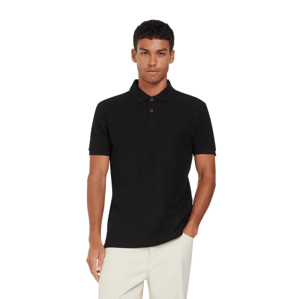 Earth Positive® EP40 Piqué Polo Shirt displayed on a model, featuring a classic collar and short sleeves in a natural fit.