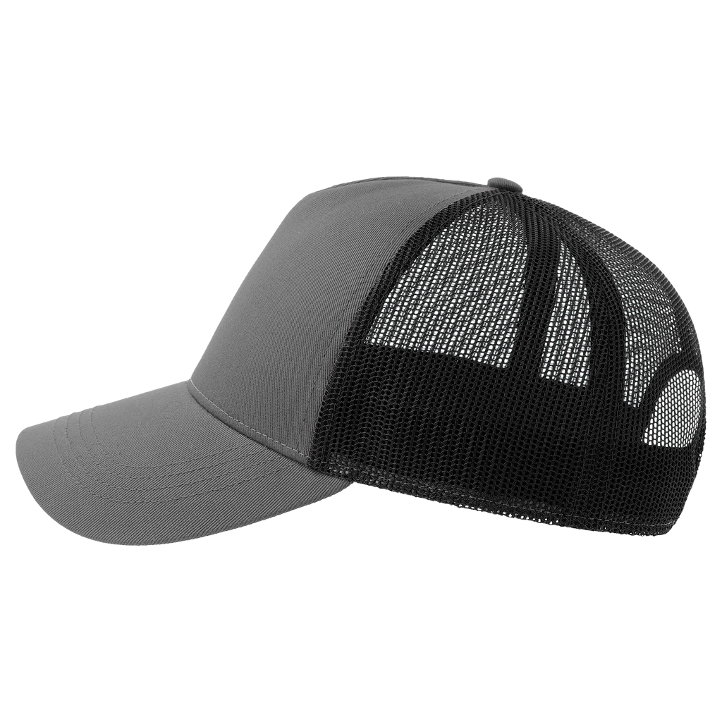 Atlantis Trucker cap in cotton, stylish rapper style with adjustable side view, perfect for casual wear.