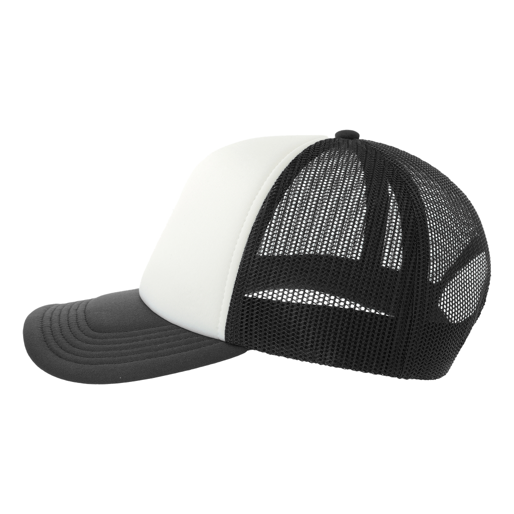 Atlantis Trucker RAPPER-S cap shown from side view, featuring a classic trucker style with mesh back and structured front.