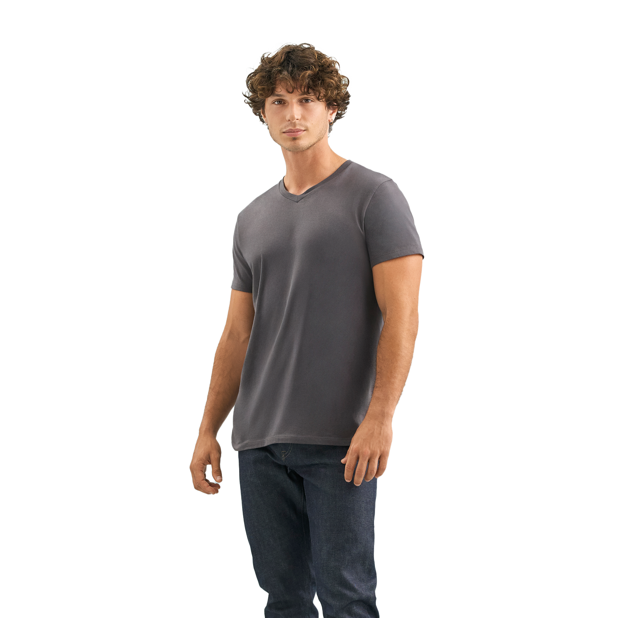 Light men's V-neck T-shirt by Sols with V-neck collar, shown in a comfortable fit and casual style.