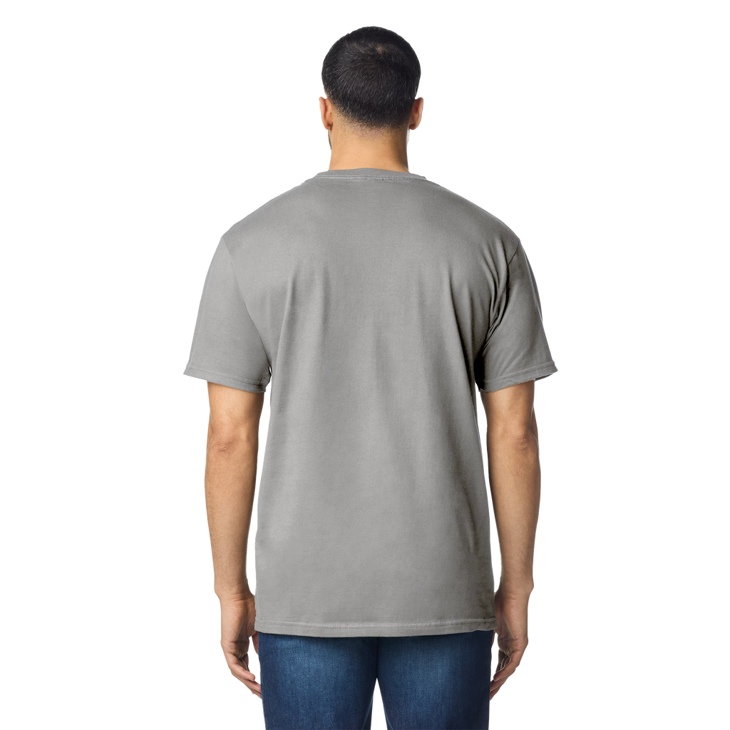 Gildan durable T-shirt featuring a classic fit in black, shown on a plain background with visible neckline and short sleeves.