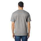 Gildan durable T-shirt featuring a classic fit in black, shown on a plain background with visible neckline and short sleeves.