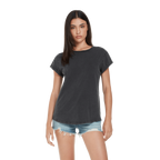 Earth Positive women’s rolled sleeve T-shirt in soft cotton, featuring a relaxed fit and casual style.