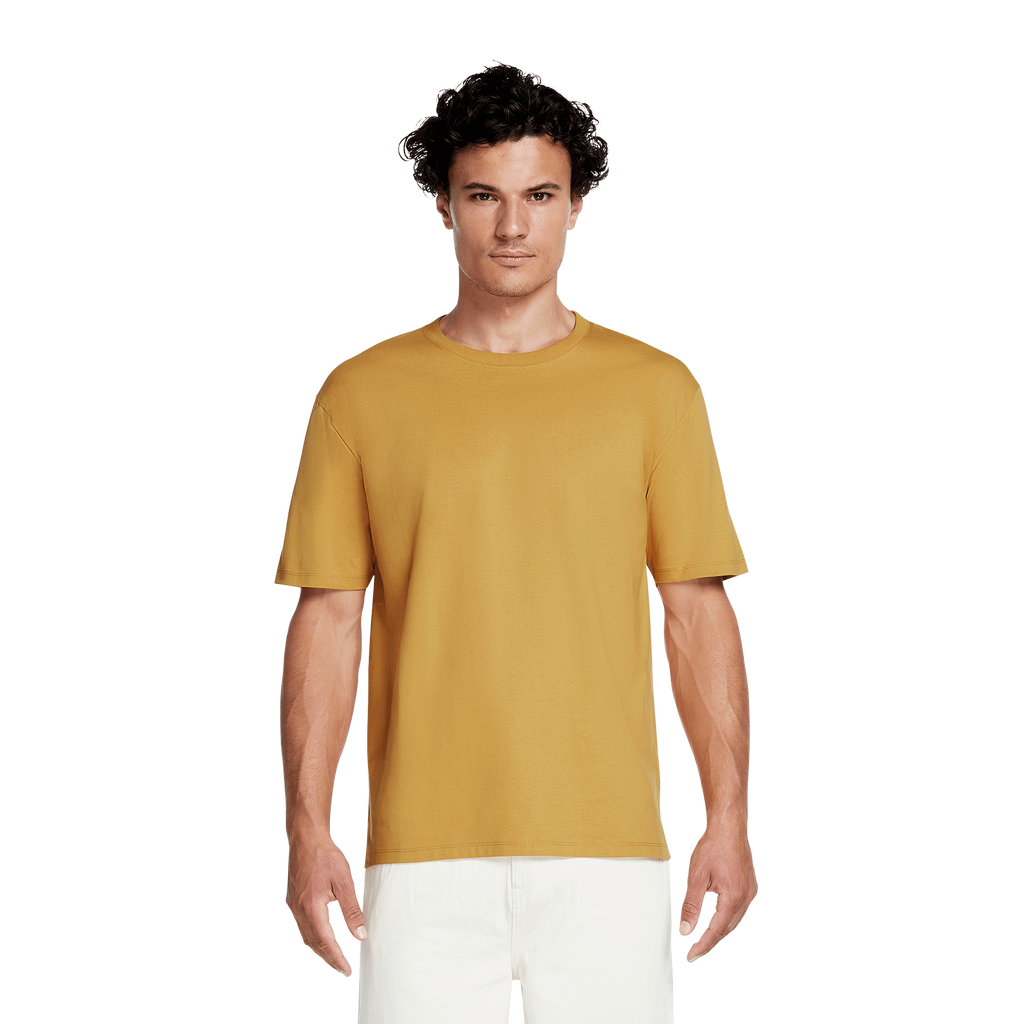 Earth Positive® EP185 premium jersey T-shirt in natural color, showcasing a close-up of the soft, eco-friendly fabric.