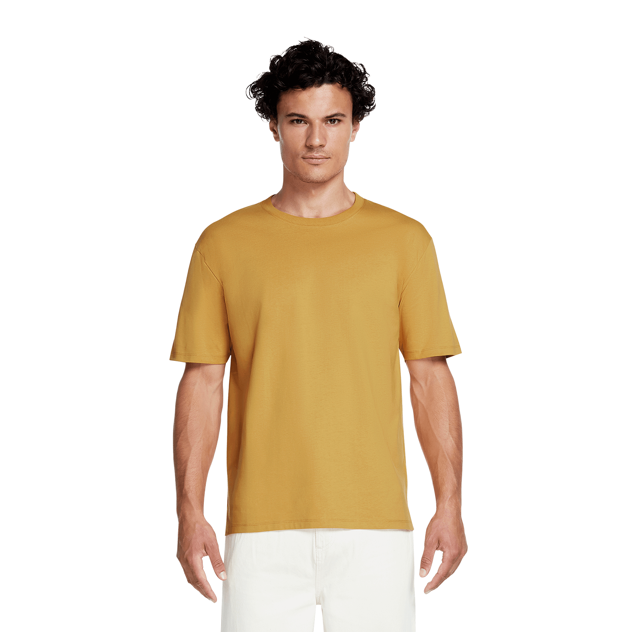 Earth Positive® EP185 premium jersey T-shirt in natural color, showcasing a close-up of the soft, eco-friendly fabric.