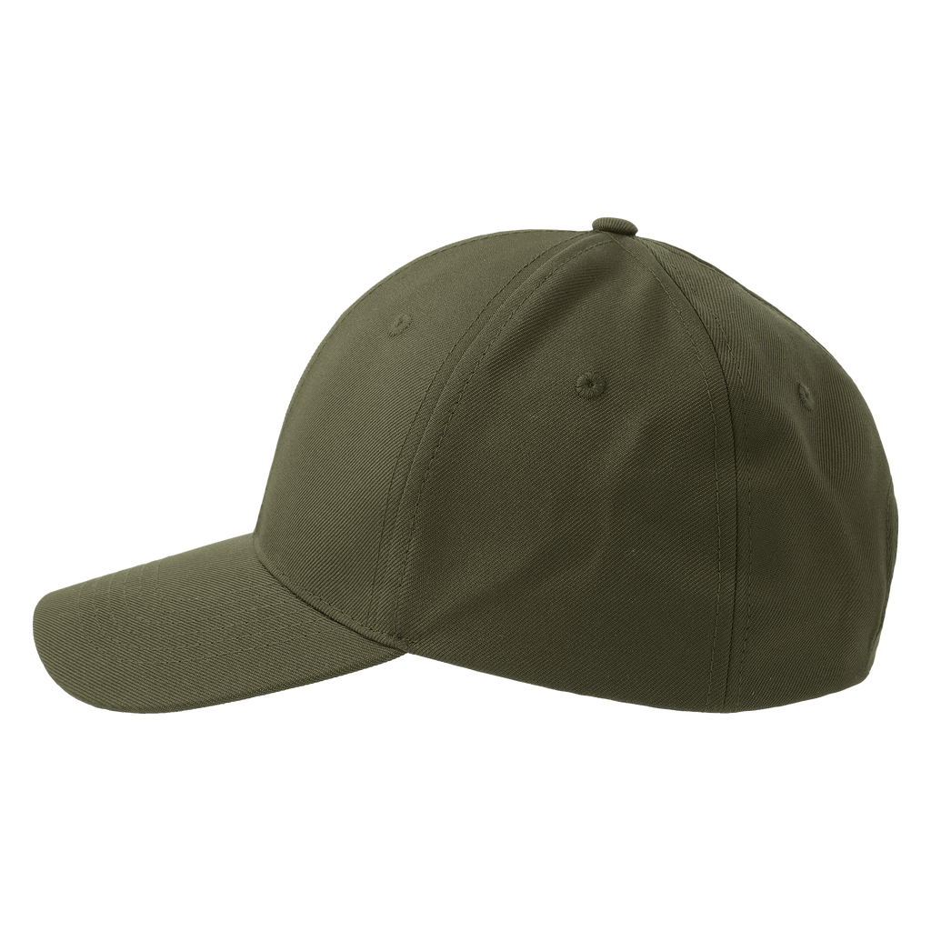Atlantis RECY SIX 6-paneled cap shown from side view, featuring a structured design and adjustable strap.