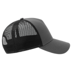 Atlantis Trucker cap made of cotton in RAPPER COTTON-S style, shown from side view with adjustable strap and classic design.