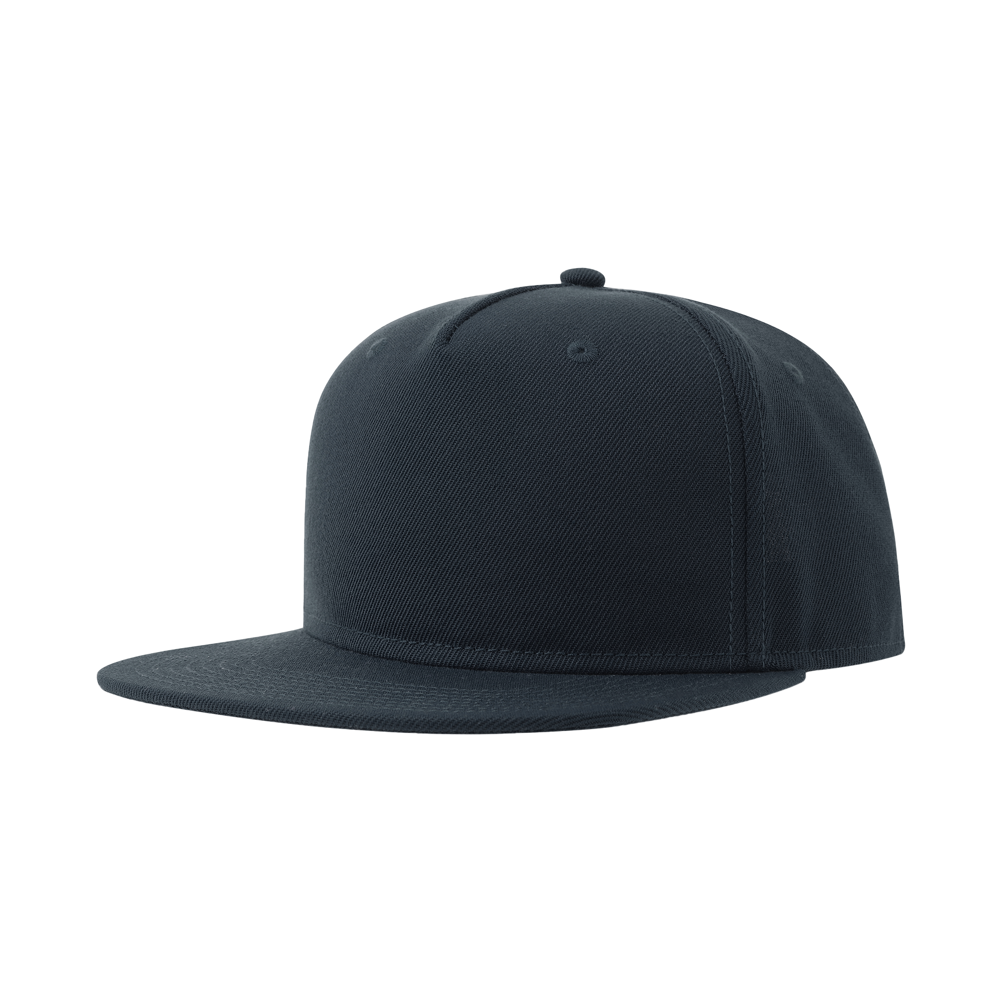 Atlantis Snap Five-S premium snapback cap, black with logo embroidery, adjustable brim, stylish headwear for casual wear