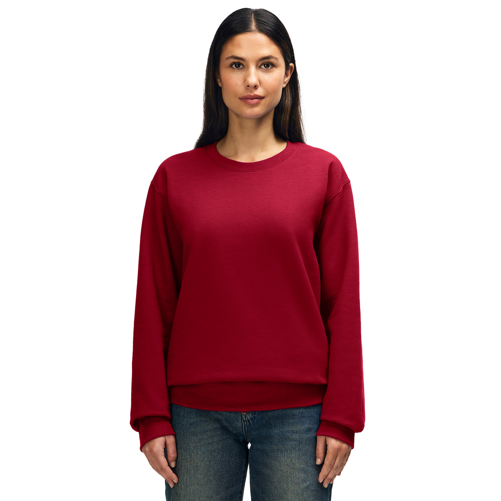 Gildan HAMMER Premium cherry red knit jumper with crew neck and long sleeves, made from soft, warm fabric.