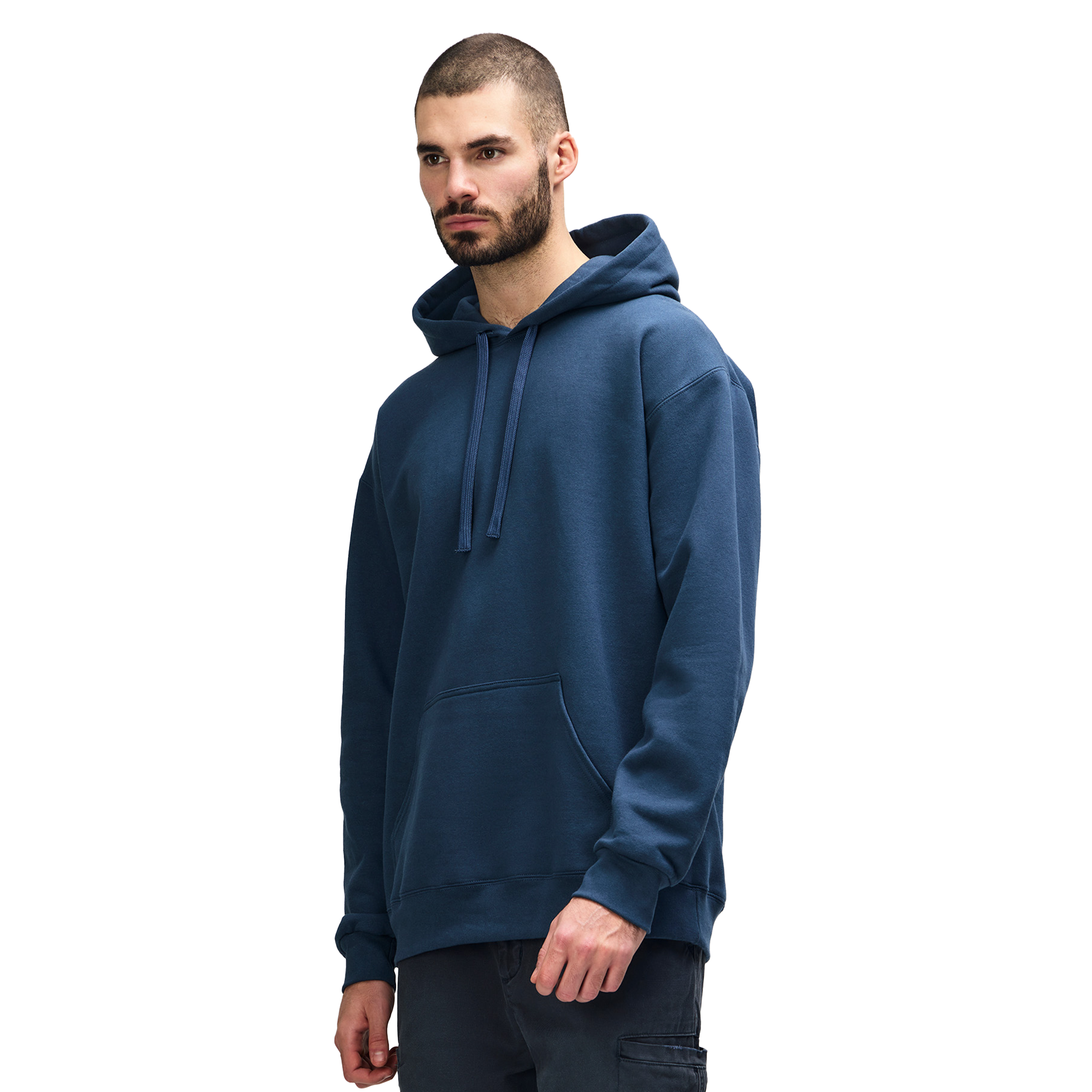 Gildan HAMMER premium blue dusk hoodie sweater with front pocket and drawstring hood, casual and comfortable men's jumper