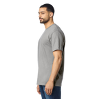 Gildan durable T-shirt in black with crew neck and short sleeves, front view showing plain design and soft fabric.