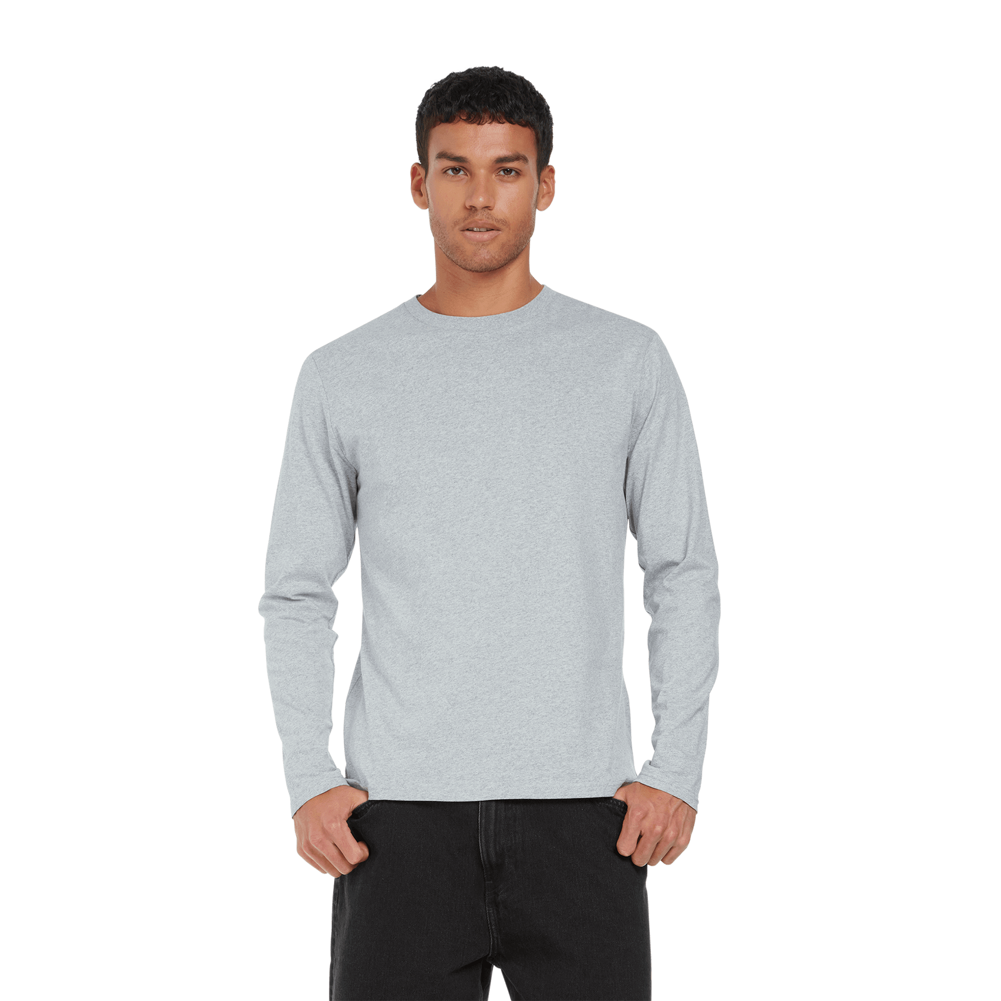 Earth Positive® EP01L long sleeve T-shirt displayed on a model, featuring a comfortable fit and eco-friendly fabric.