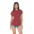 Earth Positive women’s rolled sleeve T-shirt in soft cotton, featuring a classic fit and subtle branding on the front.