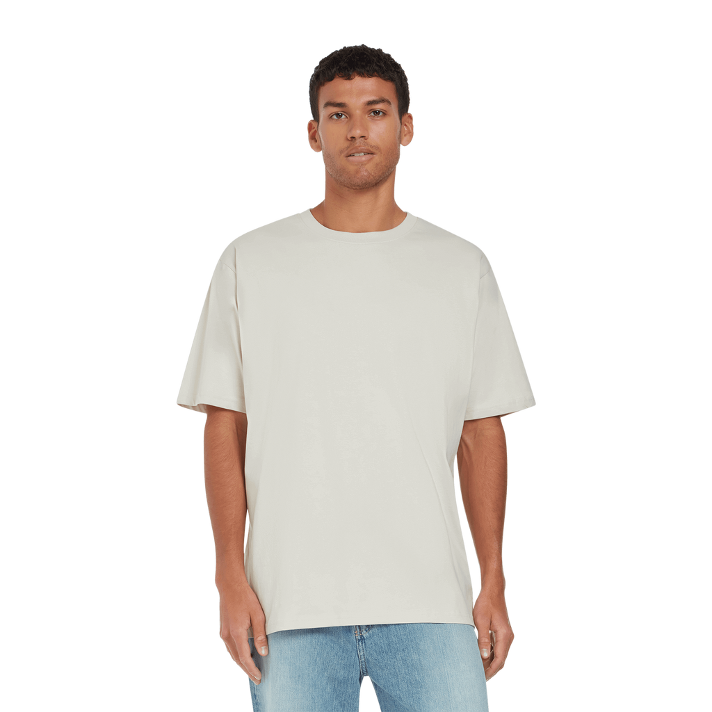 Earth Positive® EP19 oversized T-shirt in natural color, displayed on a model, showcasing relaxed fit and casual style.