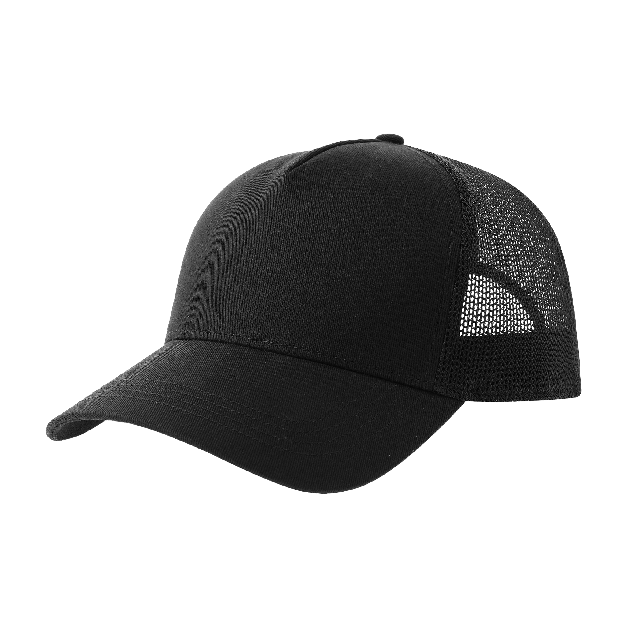 Atlantsis Trucker cepure RAPPER COTTON-S, casual cotton trucker hat with adjustable back and mesh panels, in black.