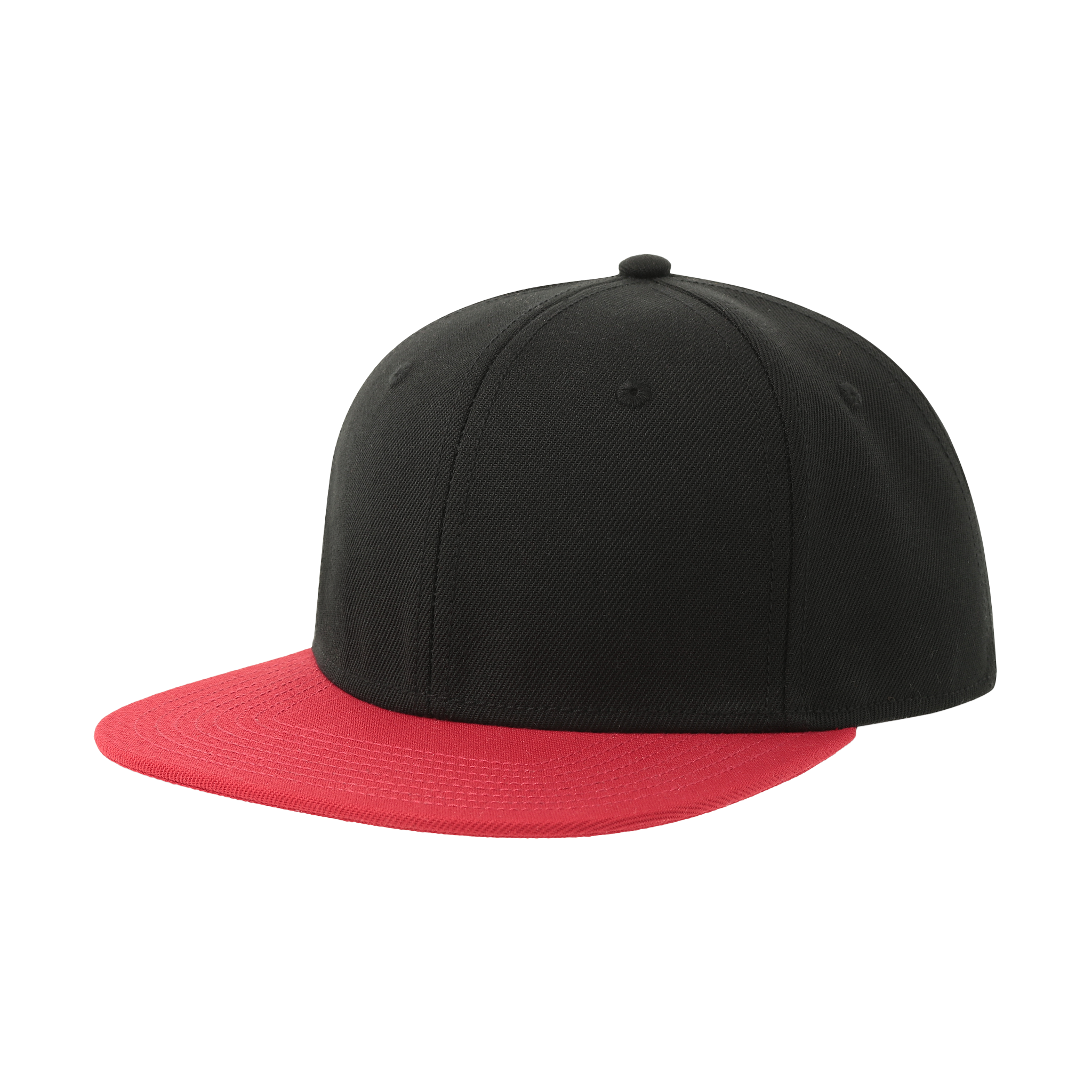 Atlantis premium black snapback cap featuring adjustable strap and branded logo, shown from front view.