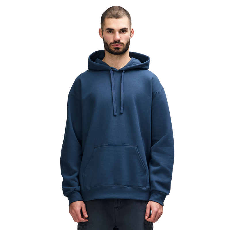 Blue dusk Gildan HAMMER Premium hoodie sweatshirt with front pocket and drawstring hood, soft and comfortable for casual wear.