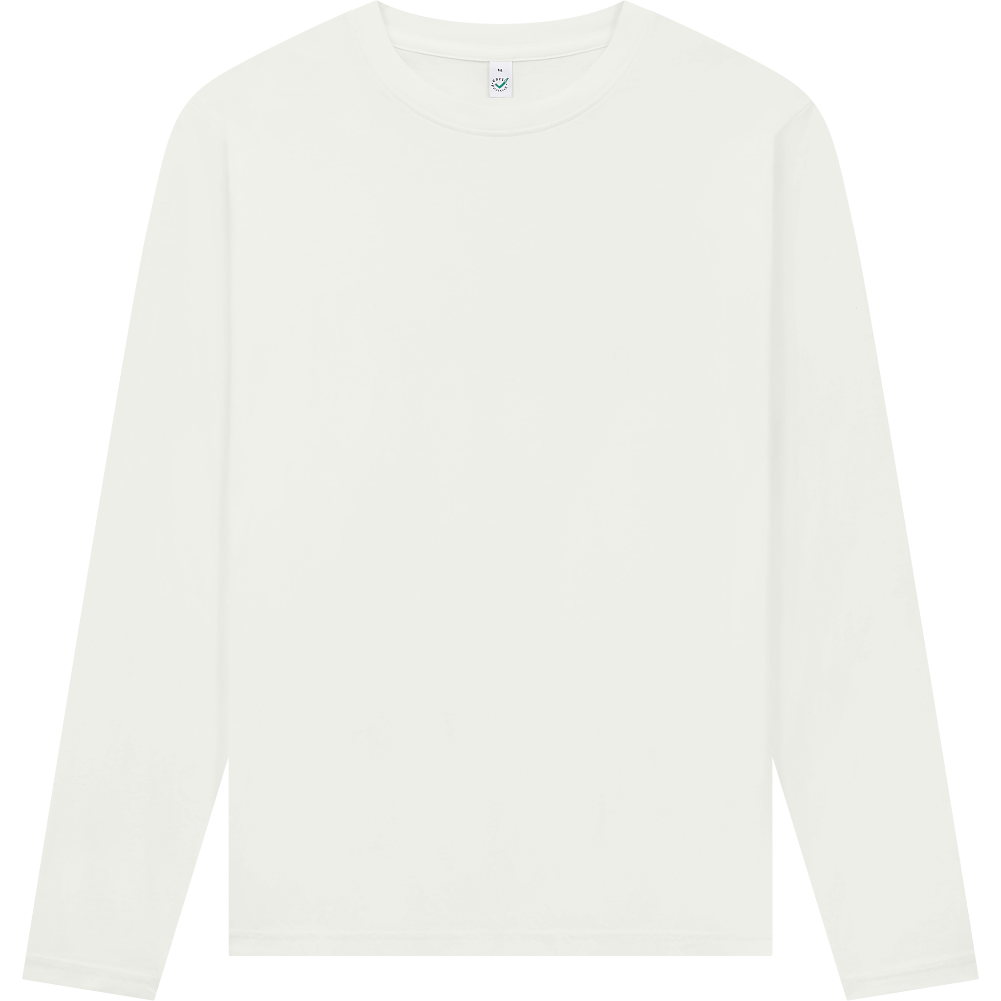 Earth Positive® EP01L long sleeve T-shirt in white, front view showing soft cotton fabric and classic fit.