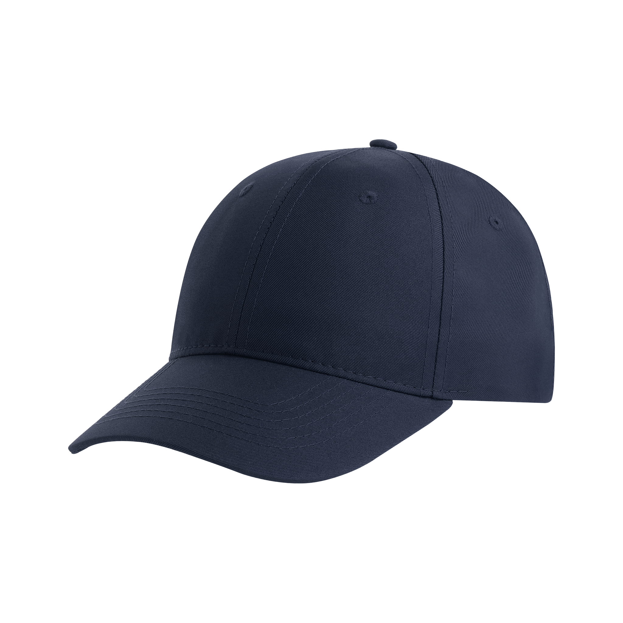 Atlantis RECY SIX 6-paneled cap featuring a stylish design and adjustable strap, shown in a detailed front view.