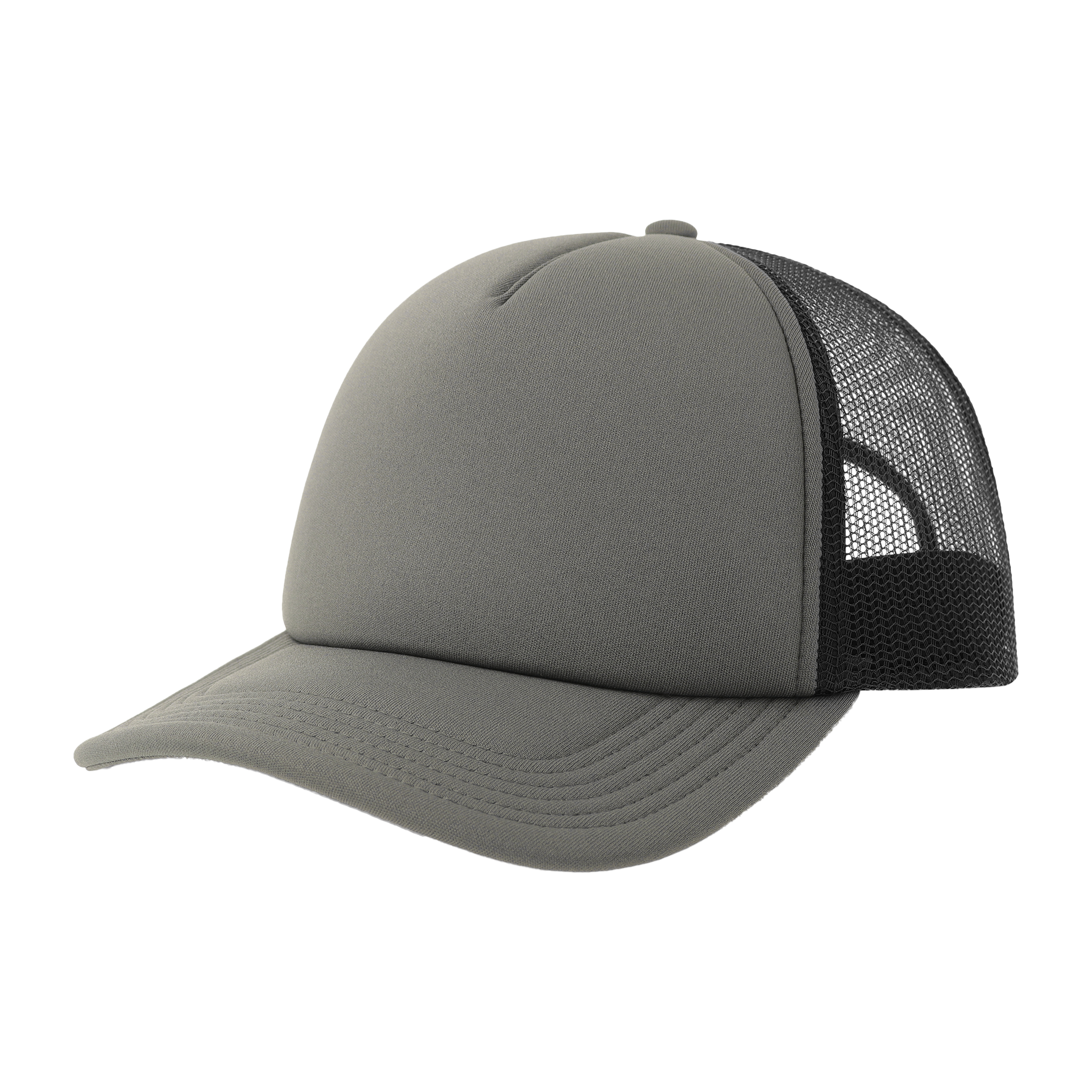 Black Atlantis Trucker RAPPER-S cap with mesh back and adjustable strap, casual style for everyday wear.