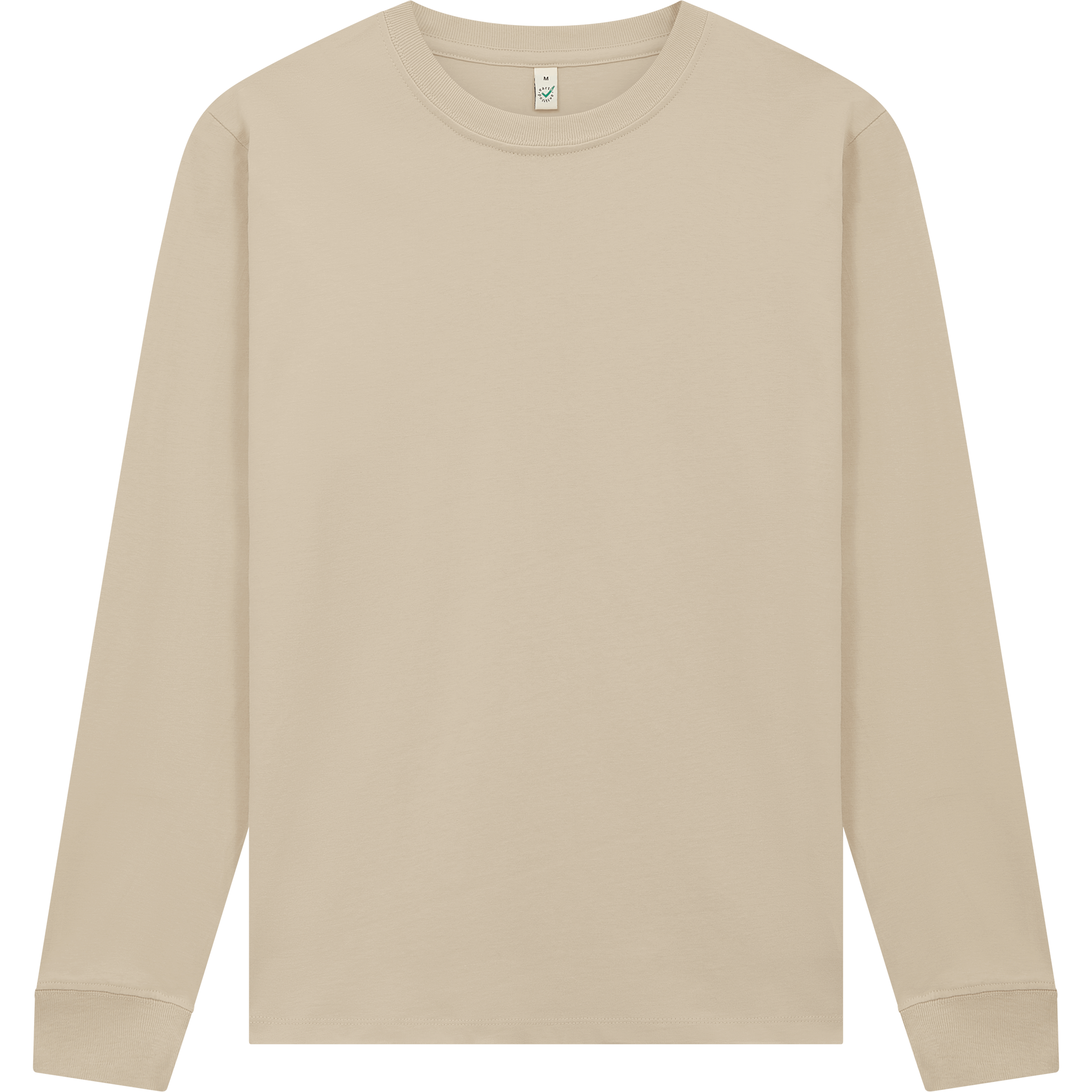 Earth Positive® Premium Long Sleeve T-Shirt EP185L in natural color, front view showing soft cotton fabric and classic fit.