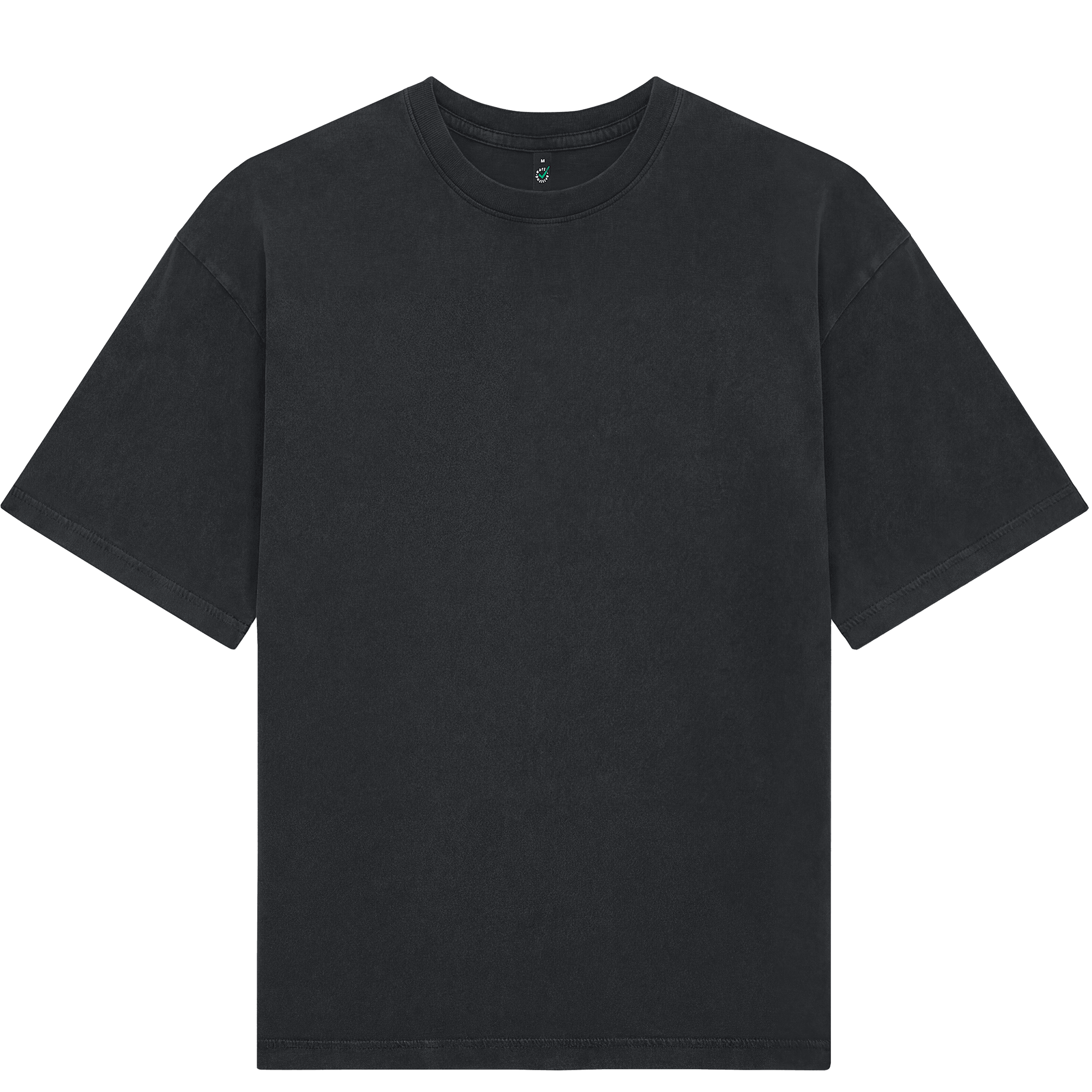 Earth Positive® Heavy Boxy T-Shirt EP50 in black, front view showing a relaxed fit and classic crew neckline.