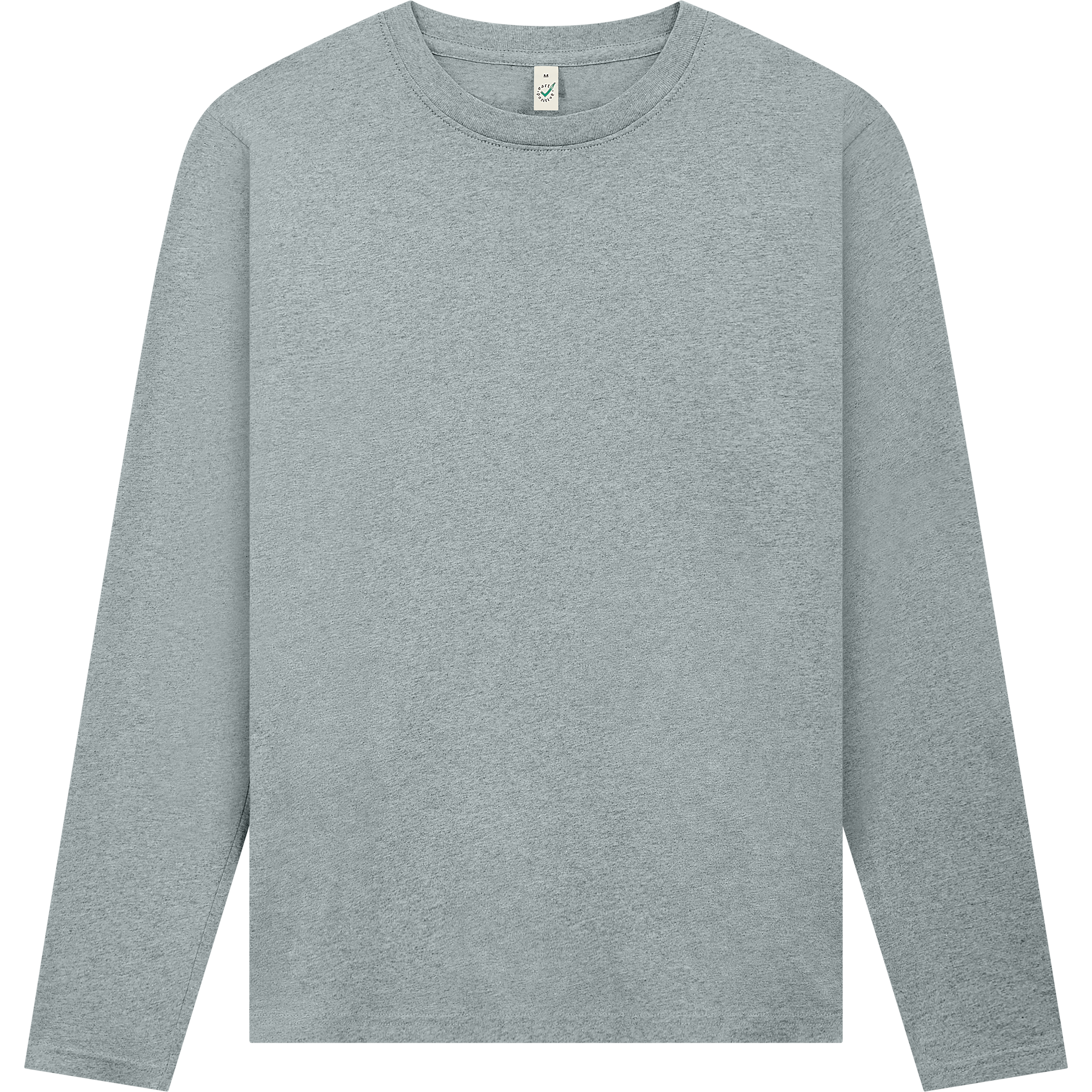 Earth Positive® Long Sleeve T-Shirt EP01L, black cotton T-shirt with crew neck and brand logo front view.