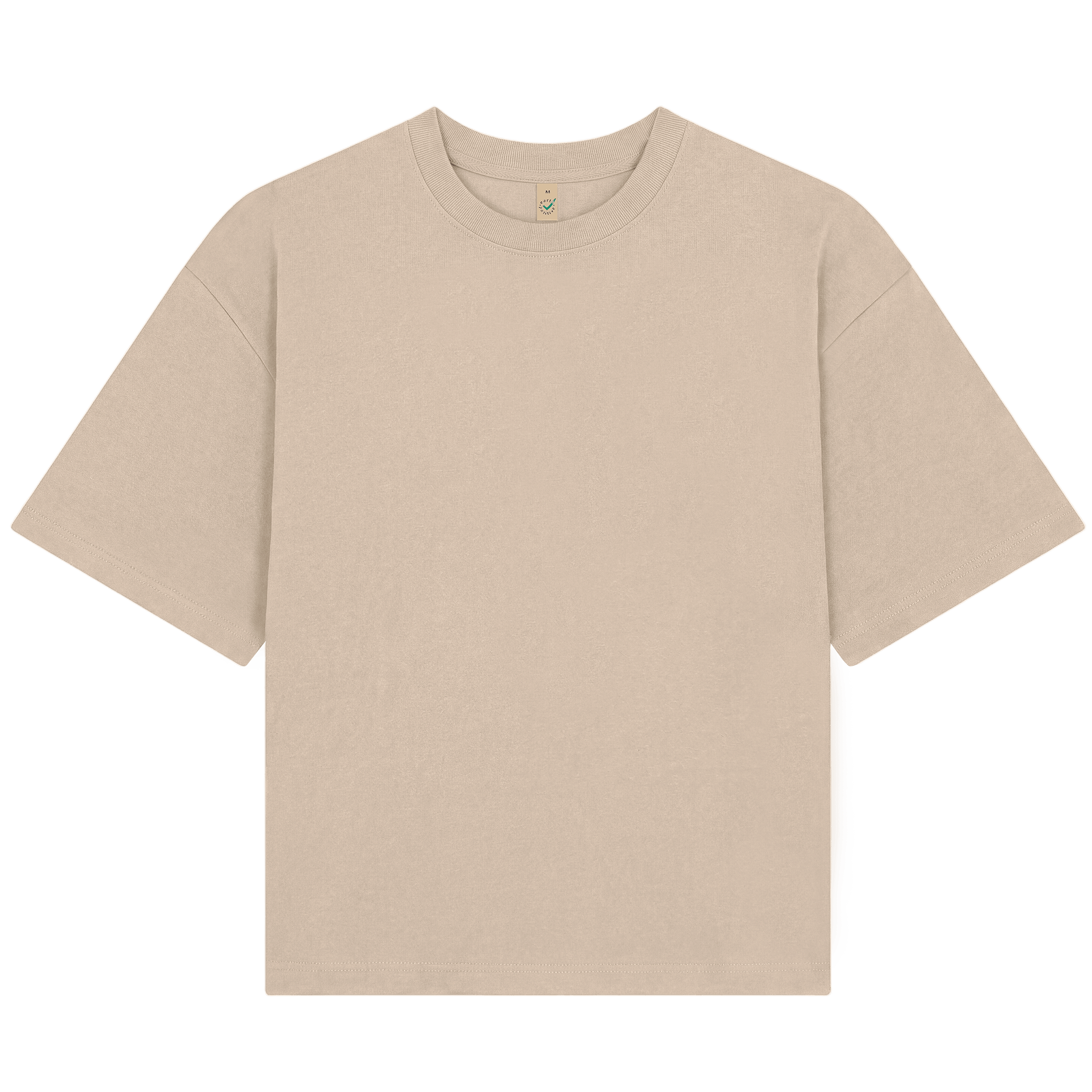 Earth Positive® women’s heavy boxy T-shirt EP220, front view showing relaxed fit, crew neckline, and eco-friendly fabric in natural light.