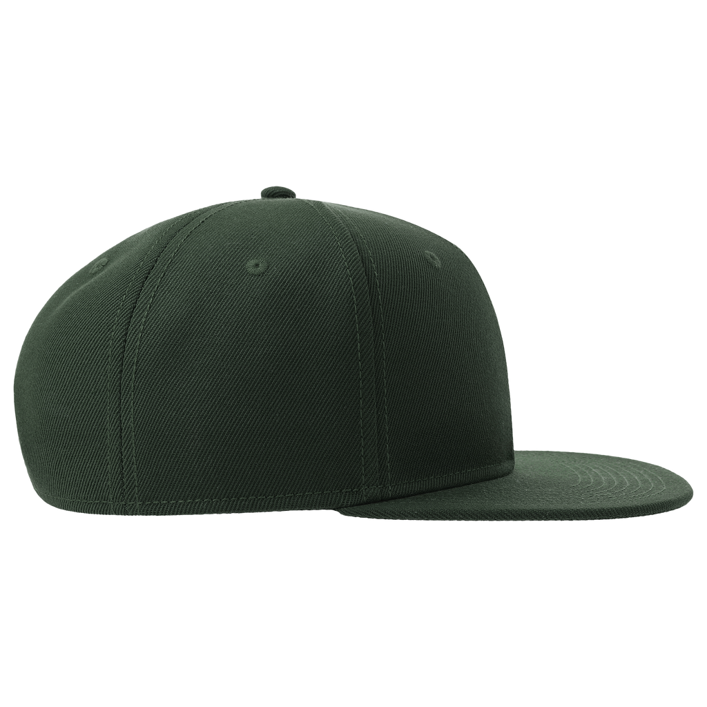 Atlantis premium snapback cap, side view showing adjustable strap and stylish design in black and white.