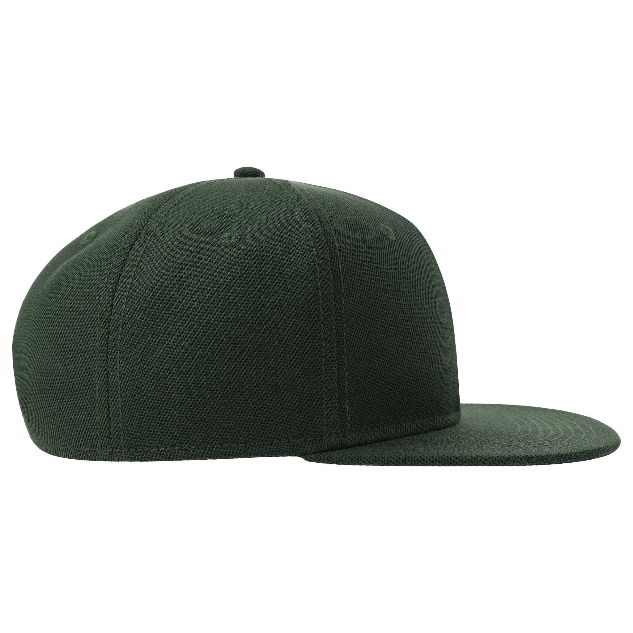 Atlantis premium snapback cap, side view showing adjustable strap and stylish design in black and white.