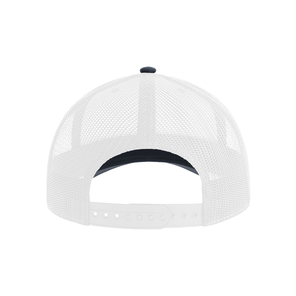 Atlantis Trucker cap with adjustable strap and mesh back, black fabric with branding details visible.
