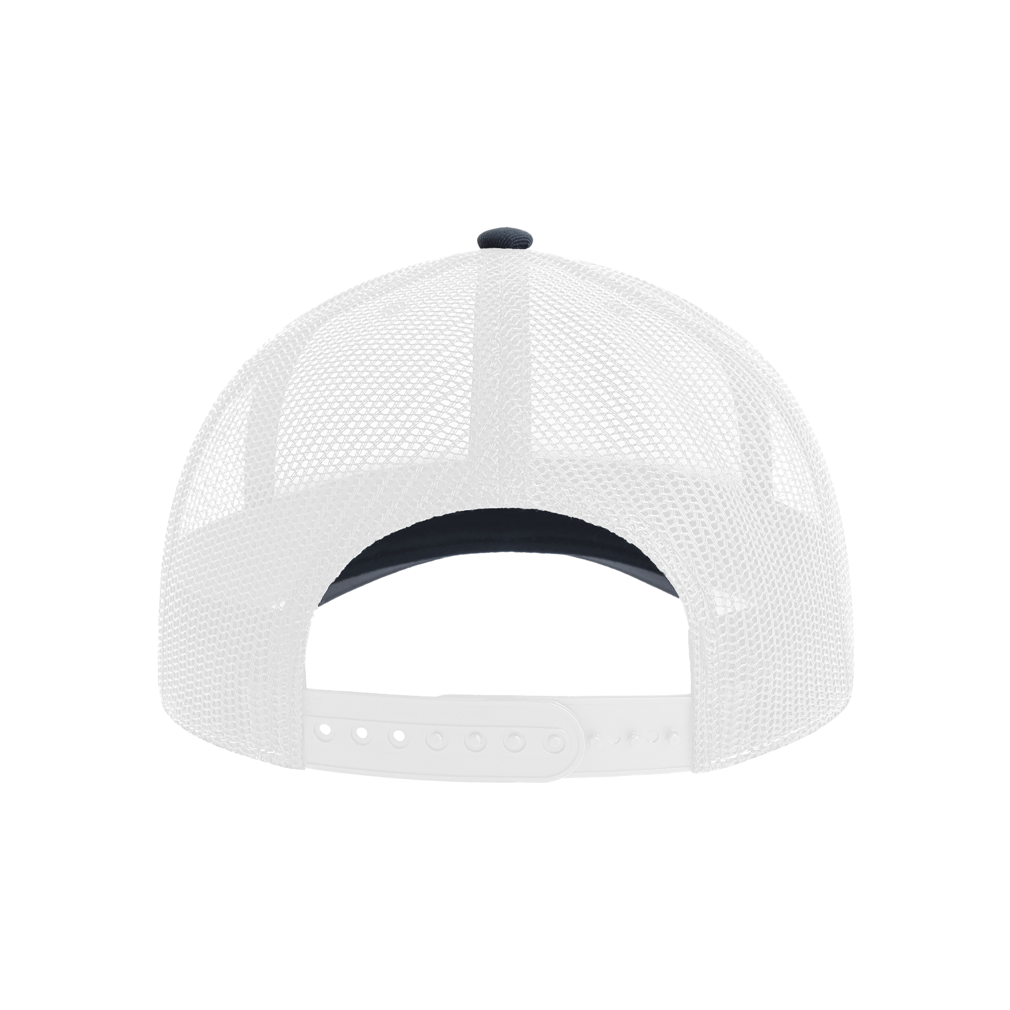 Atlantis Trucker cap with adjustable strap and mesh back, black fabric with branding details visible.