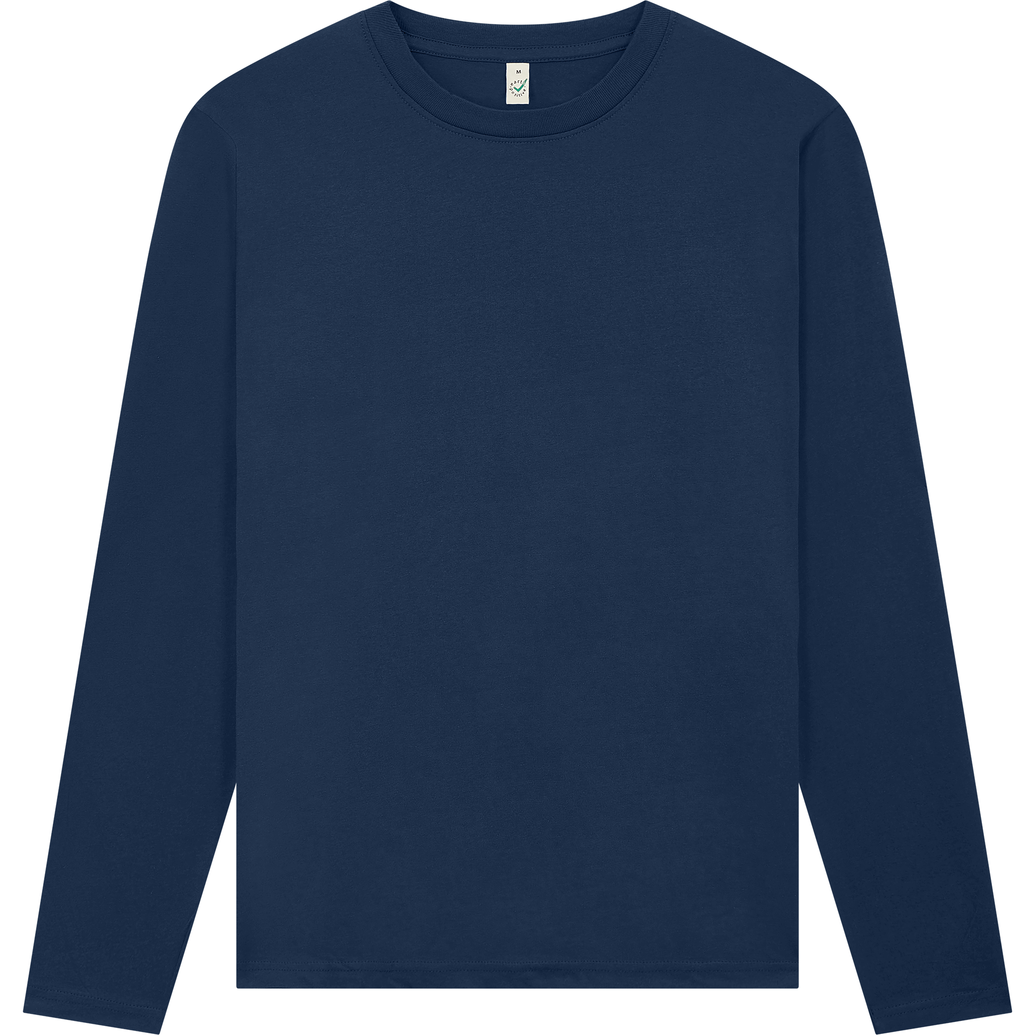 Front view of Earth Positive® EP01L long sleeve T-shirt in natural fabric with the EP brand logo on the chest.