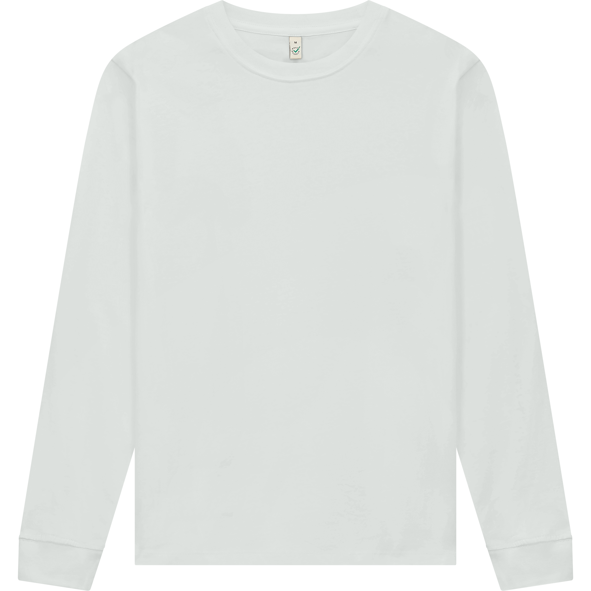 Earth Positive® premium long sleeve T-shirt front view, soft fabric, classic fit, with EP branding on the chest.