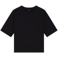 Earth Positive® women's heavy boxy T-shirt in navy front view, organic cotton, casual fit, soft fabric, sustainable fashion.
