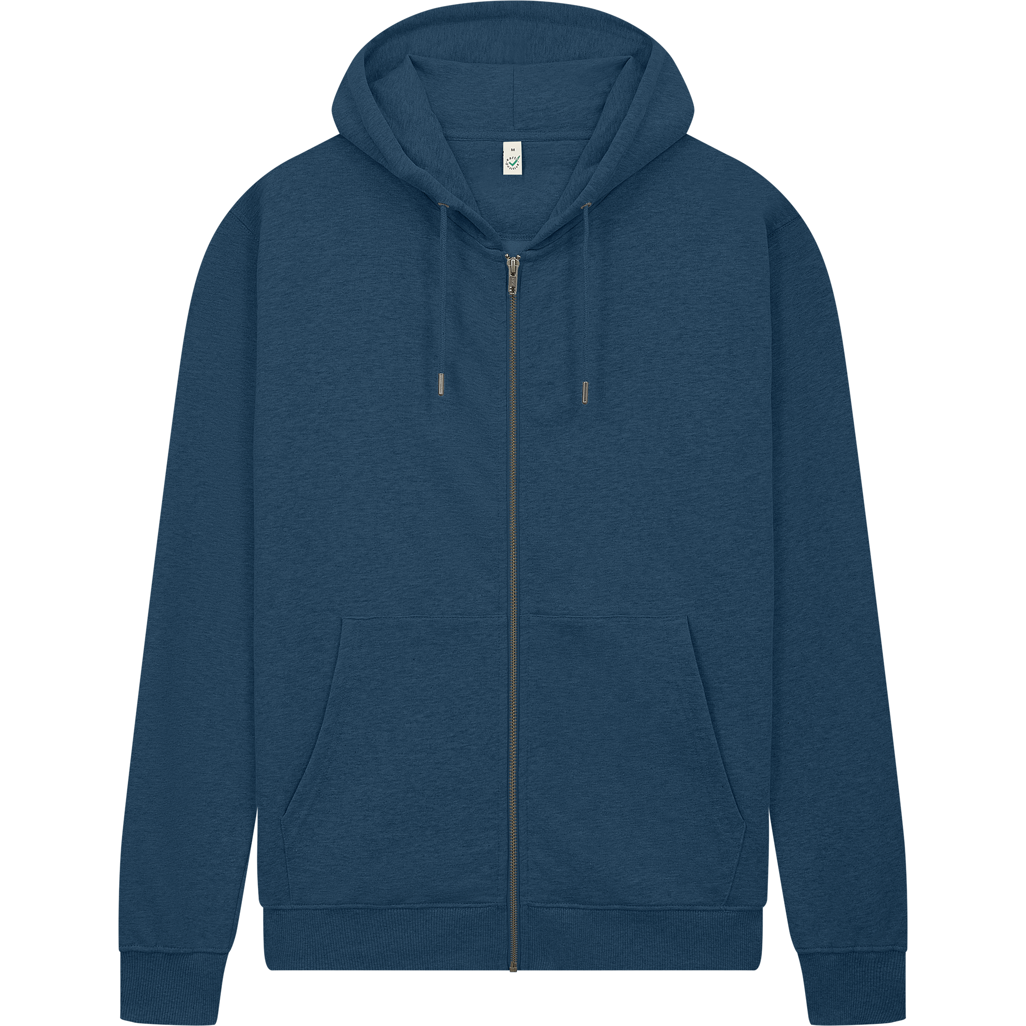Earth Positive® EP303 full zip hoodie, front view, soft cotton fabric, casual fit, with a hood and full-length zipper.