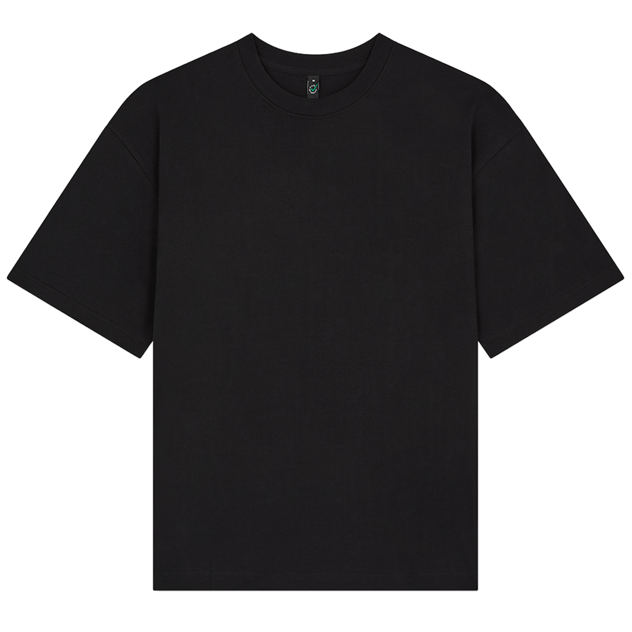 Earth Positive® Heavy Boxy T-Shirt EP50 in black front view, soft cotton fabric, casual fit, with classic crew neckline.