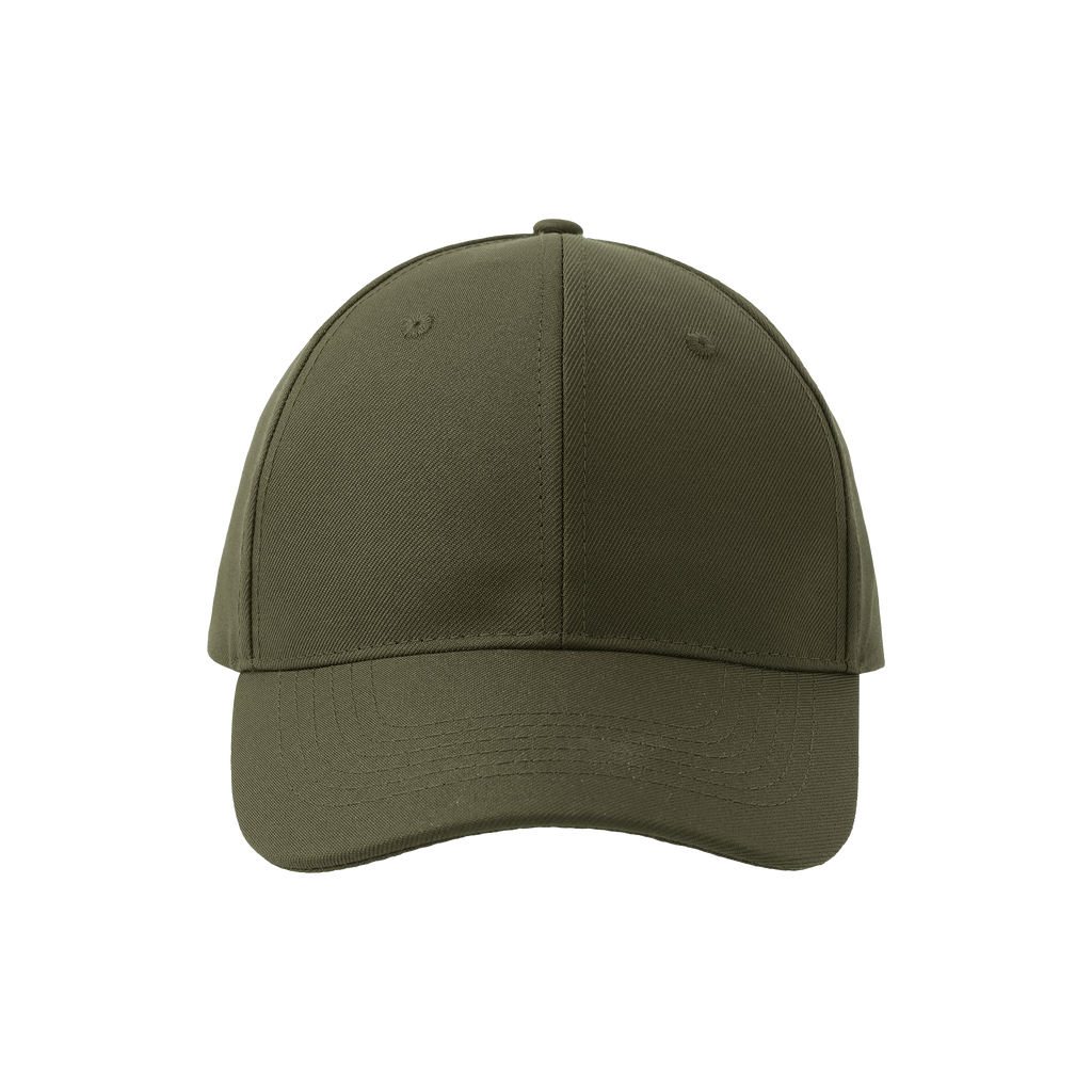 Atlantis Recy Six 6-paneled cap, front view showing adjustable strap and logo, casual style for everyday wear.
