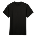 Gildan durable T-shirt in black, front view showcasing classic crew neck and smooth fabric texture.