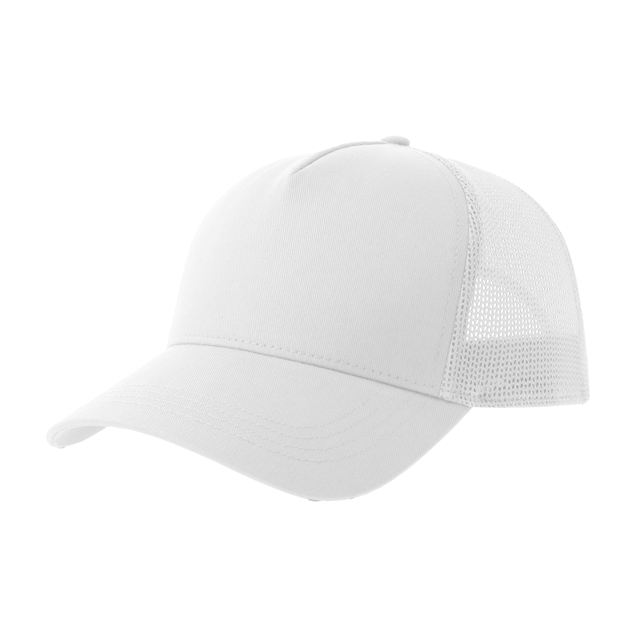 Atlantis Trucker cap in cotton with rapper-inspired design, featuring a classic brim and adjustable strap for a casual look.