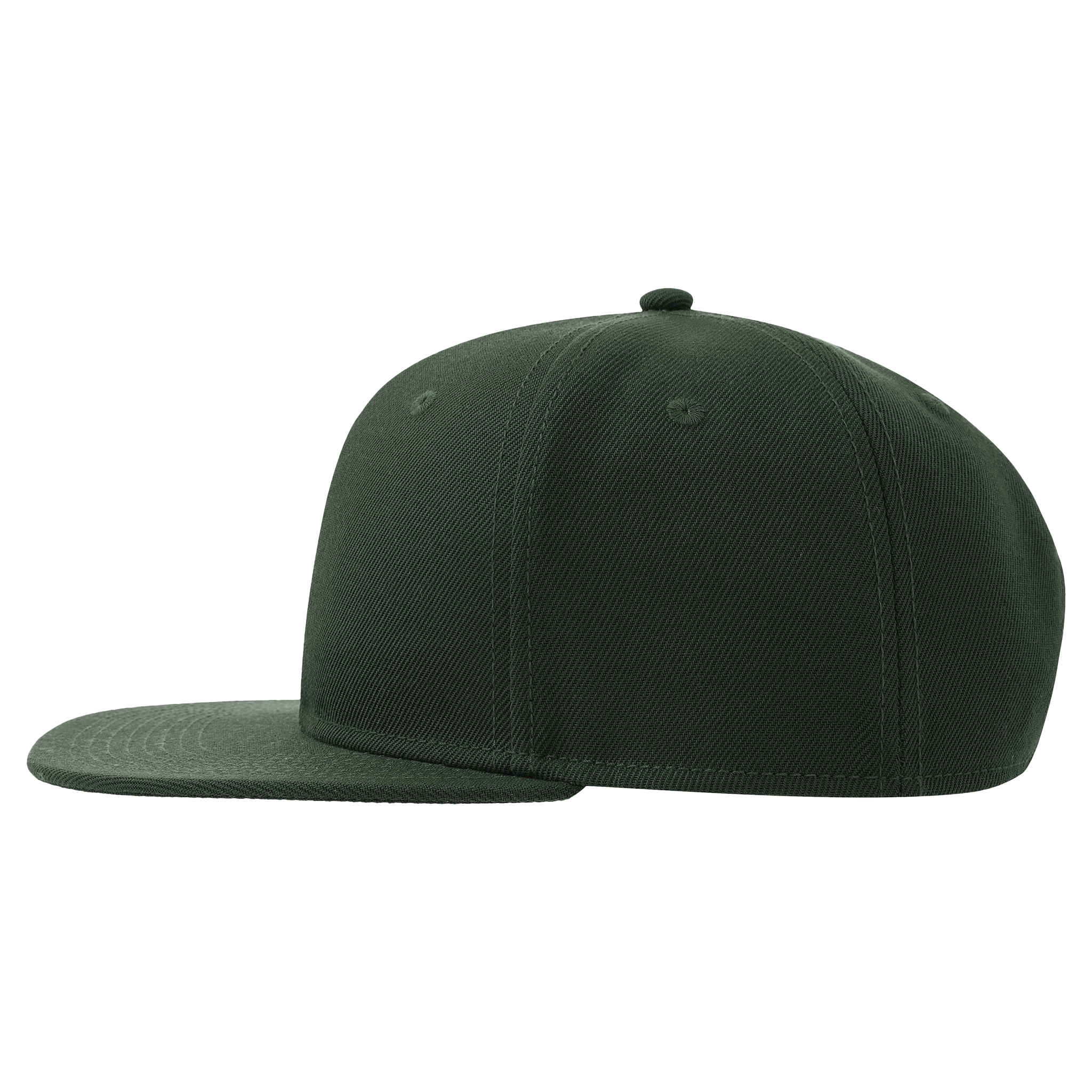 Atlantis premium snapback cap shown from side view, featuring a structured design and adjustable strap in a stylish, modern look.