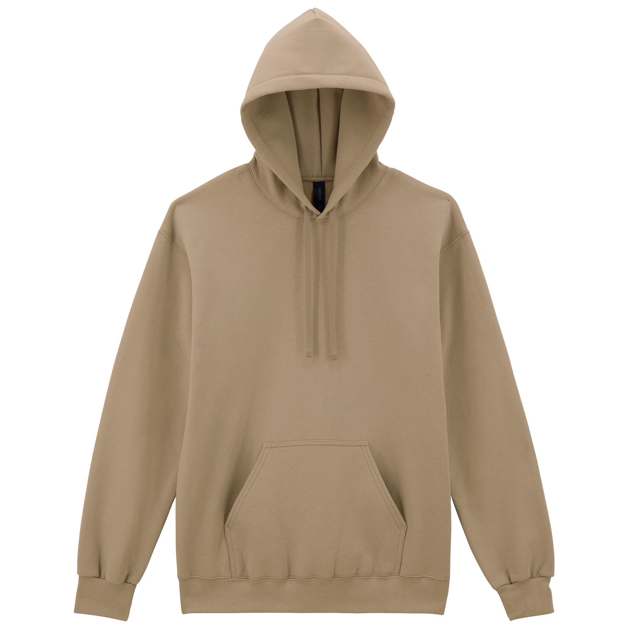Gildan HAMMER Premium men's hoodie sweater with a front pocket and drawstring hood, in charcoal gray.