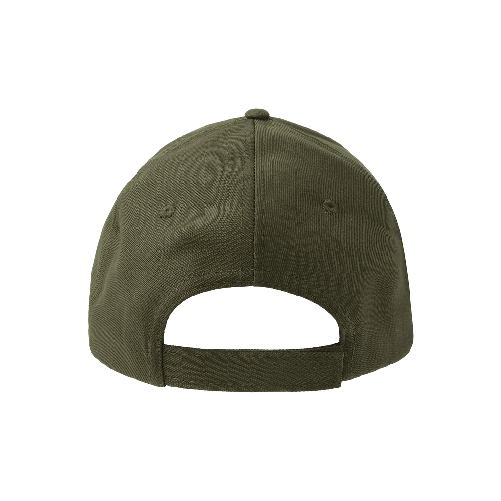Atlantis RECY SIX 6-panel cap shown from back view, featuring adjustable strap and branded logo, in a casual style.